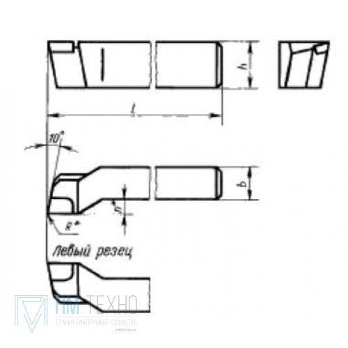 Проходной отогнутый резец чертеж